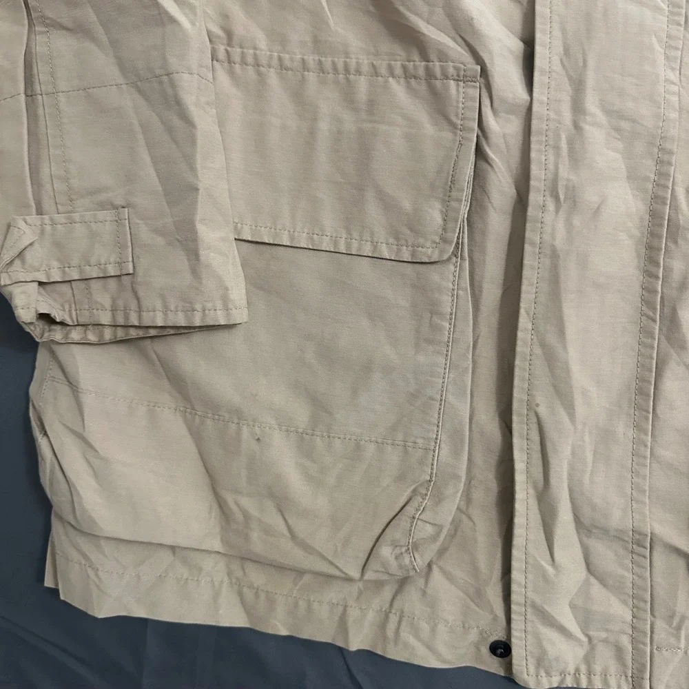 Mens‎ Eddie Bauer Full Zip Long Sleeve Outdoor Jacket Size Medium Tan Pockets